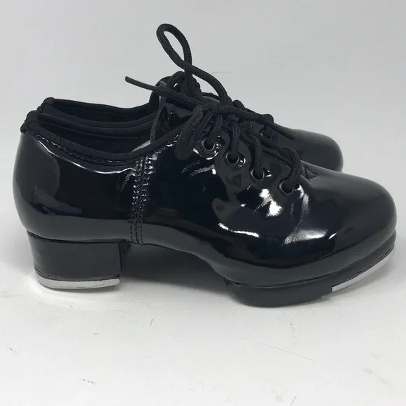 WUIWUIYU Lace Up Tap Dancing Shoes, Unisex Kid's Size 12(B)28 - Black - Picture 6 of 10